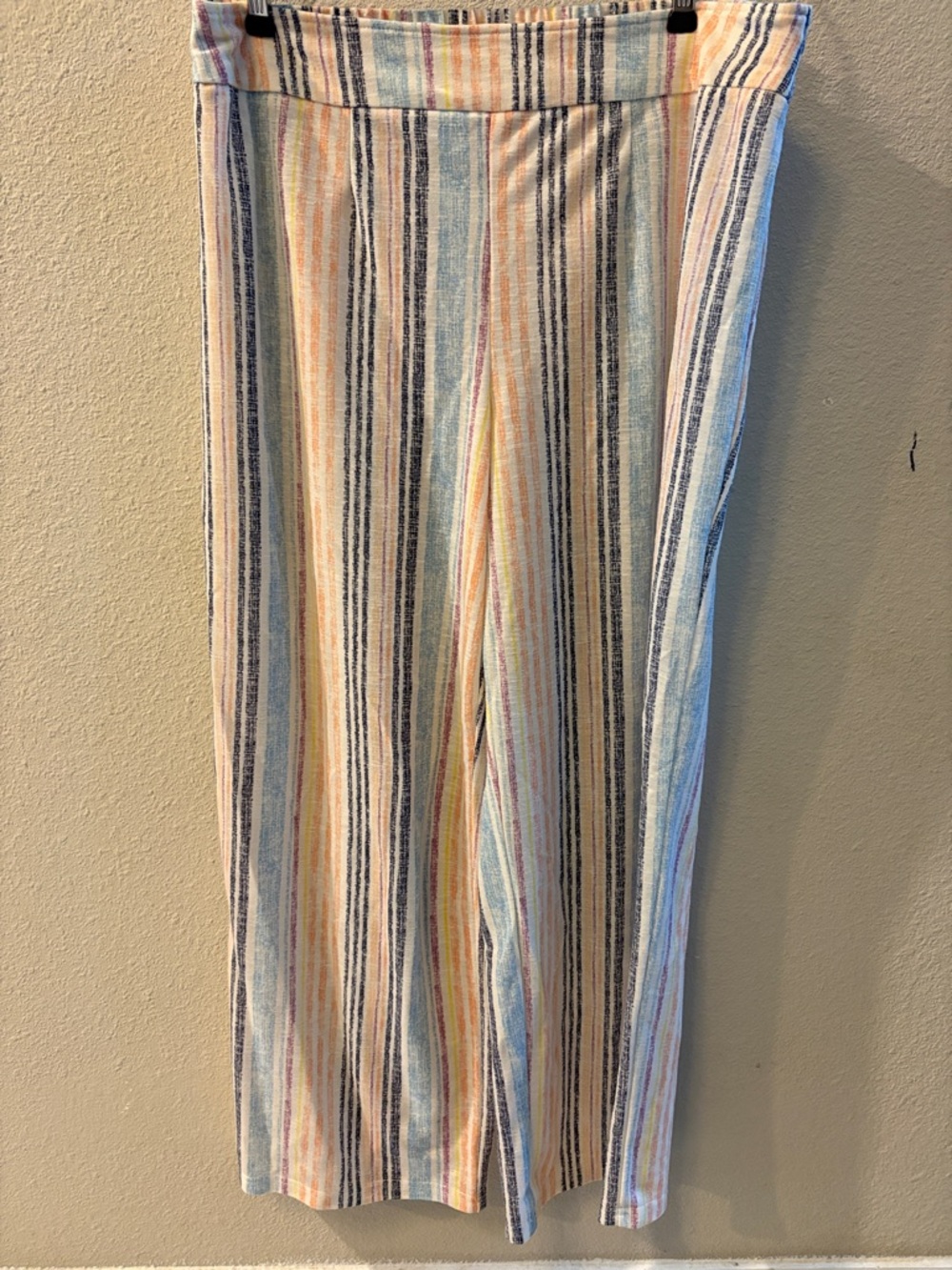 Striped Pastel Knit Wide-Leg Pants